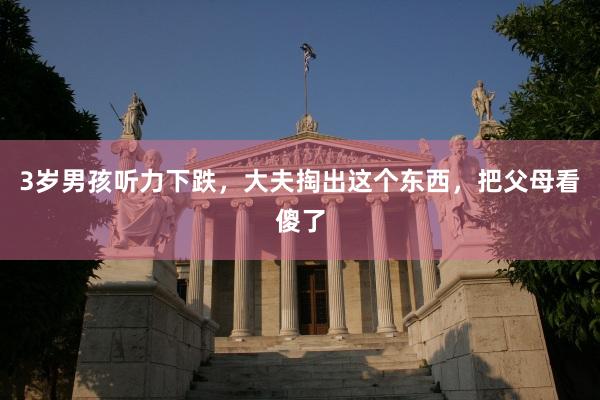 3岁男孩听力下跌，大夫掏出这个东西，把父母看傻了