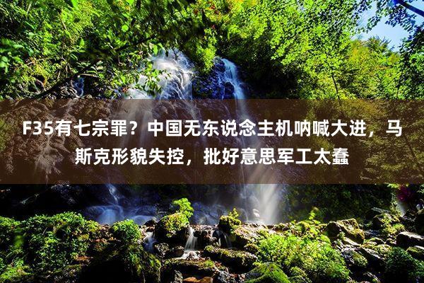 F35有七宗罪？中国无东说念主机呐喊大进，马斯克形貌失控，批好意思军工太蠢