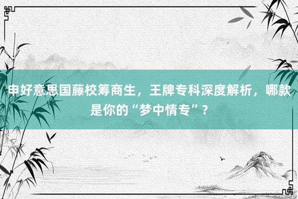 申好意思国藤校筹商生，王牌专科深度解析，哪款是你的“梦中情专”？